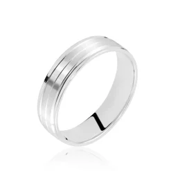 New Histoire d'Or Alliance Basile Ruban Plat Or Blanc