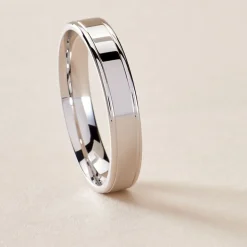 Histoire d'Or Alliance Beatrice Ruban Plat Or Blanc* Bijoux Personnalisés|Bagues