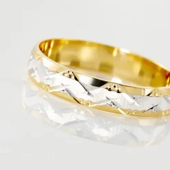 Clearance Histoire d'Or Alliance Clotilde Ruban Plat or bicolore