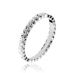 New Histoire d'Or Alliance Dentelle 2 Rangs Diamantee Or Blanc