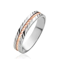 Histoire d'Or Alliance Diane Ruban Plat Or Bicolore* Bijoux Personnalisés|Bagues