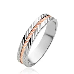 Histoire d'Or Alliance Diane Ruban Plat Or Bicolore* Bijoux Personnalisés|Bagues
