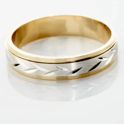 Histoire d'Or Alliance Effet Epi Mat Ruban Plat Or Bicolore* Bijoux Personnalisés|Bagues