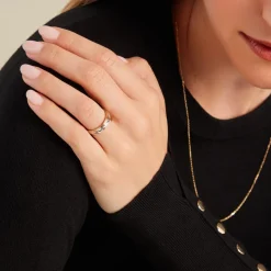 Outlet Histoire d'Or Alliance Effet Epi Mat Ruban Plat Or Bicolore