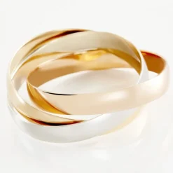 Hot Histoire d'Or Alliance Entrelacee Ruban Plat Or Tricolore