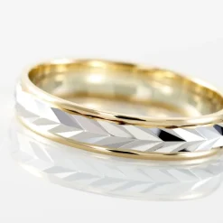 Histoire d'Or Alliance Epi Fantaisie Ruban Plat Or Bicolore* Bijoux Personnalisés|Bagues