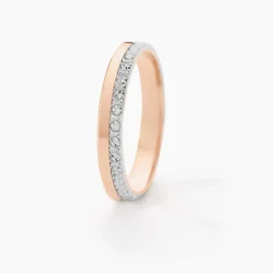 Clearance Histoire d'Or Alliance Fantaisie Diamantee Ruban Plat or bicolore