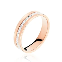 New Histoire d'Or Alliance Fantaisie Diamantee Ruban Plat or bicolore