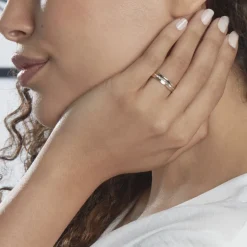 New Histoire d'Or Alliance Fantaisie Diamantee Ruban Plat or bicolore