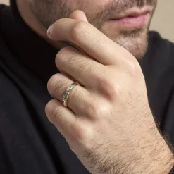 Histoire d'Or Alliance Fantaisie Ruban Plat Or Bicolore* Bijoux Personnalisés|Bagues