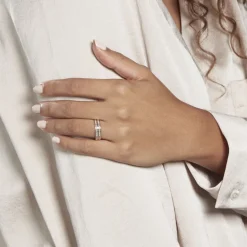 Discount Histoire d'Or Alliance Grain De Folie Diamantee Ruban Plat Or Bicolore