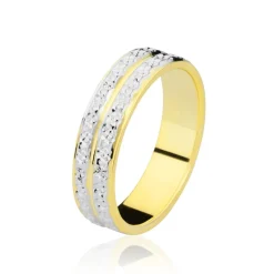 Best Histoire d'Or Alliance Grain De Folie Diamantee Ruban Plat Or Bicolore