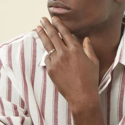 Sale Histoire d'Or Alliance Hercule Striee Demi Jonc Classique Or Blanc