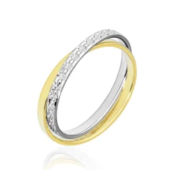 Hot Histoire d'Or Alliance Hermana Ruban Plat Or Bicolore