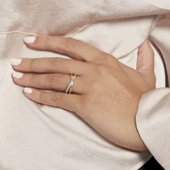 Hot Histoire d'Or Alliance Hermana Ruban Plat Or Bicolore