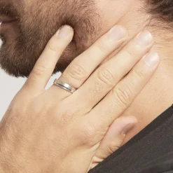 Histoire d'Or Alliance Julio Ruban Poli Brosse Or Blanc* Bijoux Personnalisés|Bagues