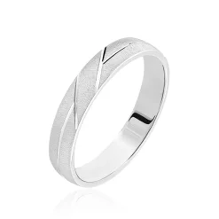 Histoire d'Or Alliance Lauria Ruban Plat Argent Blanc* Bijoux Personnalisés|Bagues