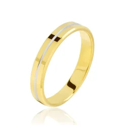 Hot Histoire d'Or Alliance Liseret Ruban Plat Or Bicolore