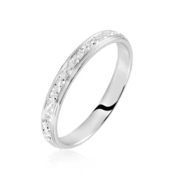 Histoire d'Or Alliance Marine Ruban Plat Or Blanc