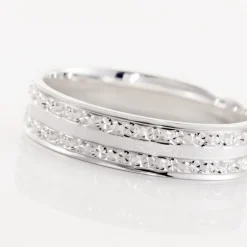 Online Histoire d'Or Alliance Satine Diamantee Ruban Plat Or Blanc