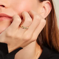 Histoire d'Or Alliance Strie Fantaisie Demi Jonc Classique Or Bicolore* Bijoux Personnalisés|Bagues