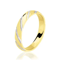 New Histoire d'Or Alliance Strie Fantaisie Demi Jonc Classique Or Bicolore