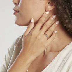 New Histoire d'Or Alliance Strie Fantaisie Demi Jonc Classique Or Bicolore