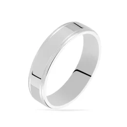 Online Histoire d'Or Alliance Trephine Ruban Plat Argent Blanc