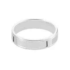 Online Histoire d'Or Alliance Trephine Ruban Plat Argent Blanc