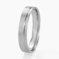 Histoire d'Or Alliance Tyffen Ruban Plat Argent Blanc* Bijoux Personnalisés|Bagues