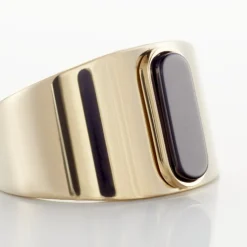 Discount Histoire d'Or Bague Acier Doré Volcanus Agate