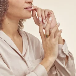 Discount Histoire d'Or Bague Acier Doré Volcanus Agate