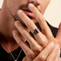 Clearance Histoire d'Or Bague Acier Vieillie Antonny Agate