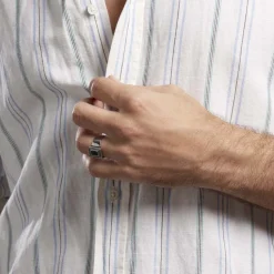 Clearance Histoire d'Or Bague Acier Vieillie Antonny Agate