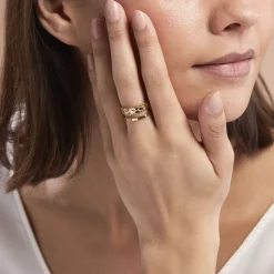 Histoire d'Or Bague Ajustable Abram Acier Doré* Bagues|Bagues Sans Pierre
