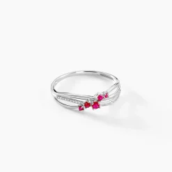 Outlet Histoire d'Or Bague Amarylis Diamant or blanc rubis