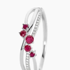 Outlet Histoire d'Or Bague Amarylis Diamant or blanc rubis