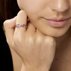 Outlet Histoire d'Or Bague Amarylis Diamant or blanc rubis