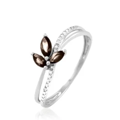 Hot Histoire d'Or Bague Angie Or Blanc Quartz Et Diamant