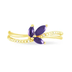 Online Histoire d'Or Bague Angie Or Jaune Amethyste Et Diamant