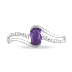 Discount Histoire d'Or Bague Anja Or Blanc Amethyste Et Diamant