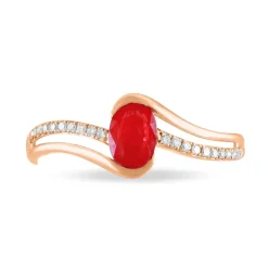 New Histoire d'Or Bague Anja Or Rose Rubis Et Diamant