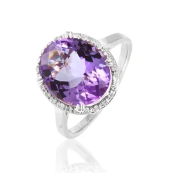 Online Histoire d'Or Bague Anna Or Blanc Amethyste Et Diamant