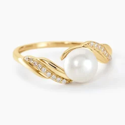 Discount Histoire d'Or Bague Antoinette Or Jaune Perle De Culture Et Oxyde De Zirconium