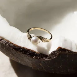 Discount Histoire d'Or Bague Antoinette Or Jaune Perle De Culture Et Oxyde De Zirconium