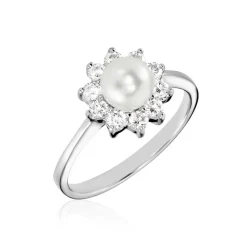 Histoire d'Or Bague Argent Blanc Cheri Perle De Culture Oxydes De Zirconium* Bagues|Bagues Fantaisie