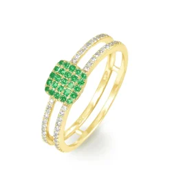 New Histoire d'Or Bague Aude Or Jaune Emeraude Et Diamant