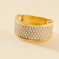 Online Histoire d'Or Bague Banda Or Jaune Oxyde De Zirconium