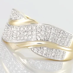 New Histoire d'Or Bague Bandeau Or Jaune Oxyde De Zirconium