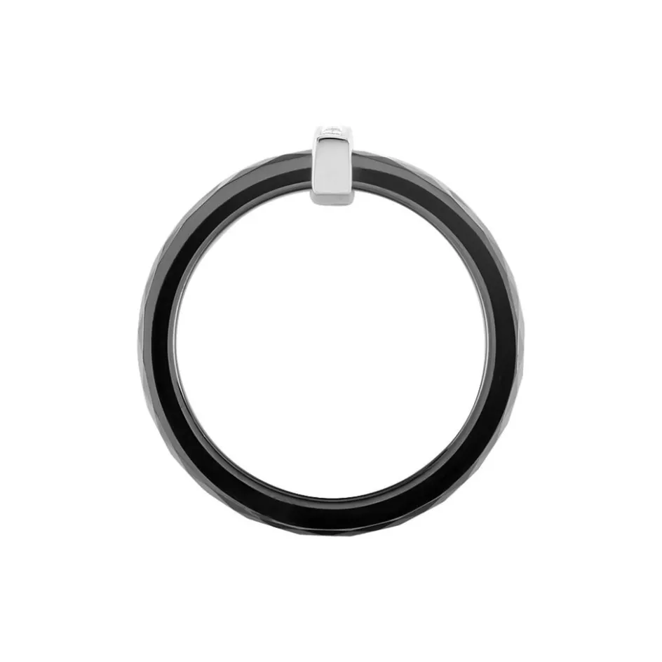 Best Histoire d'Or Bague Barette Bicolore Ceramique Argent Blanc Oxyde De Zirconium